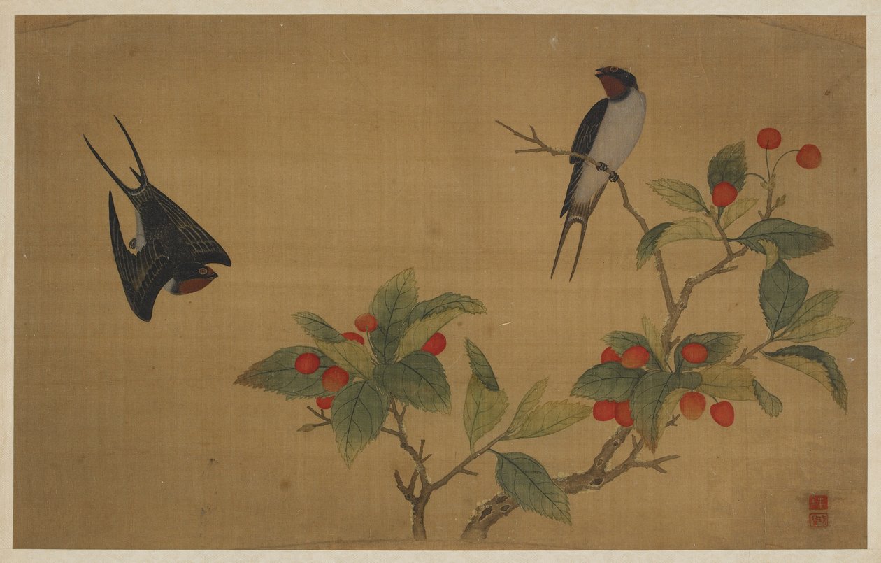 Vogels en fruit door Wu Zhang