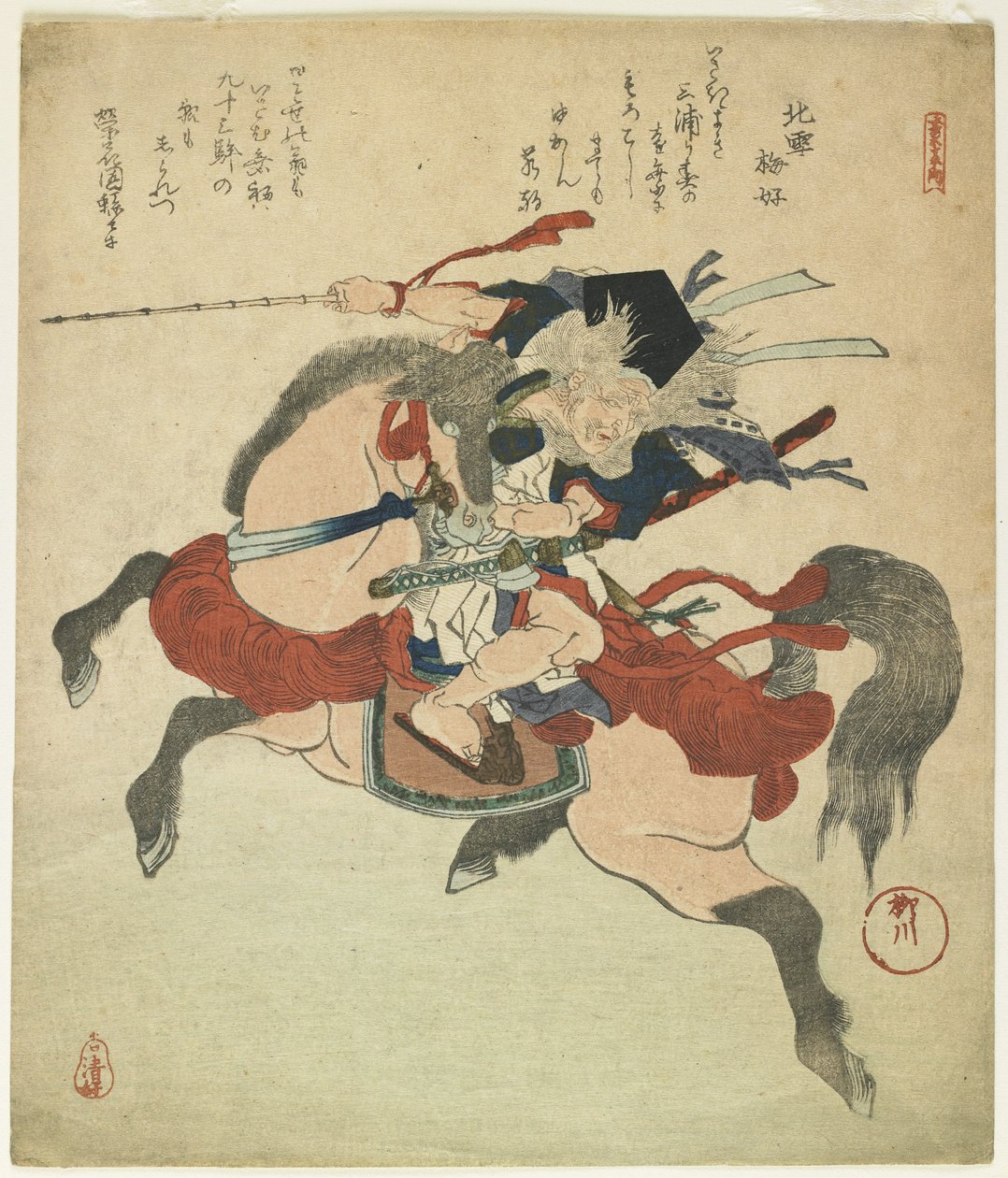 Krijger op zijn Paard door Yanagawa Shigenobu