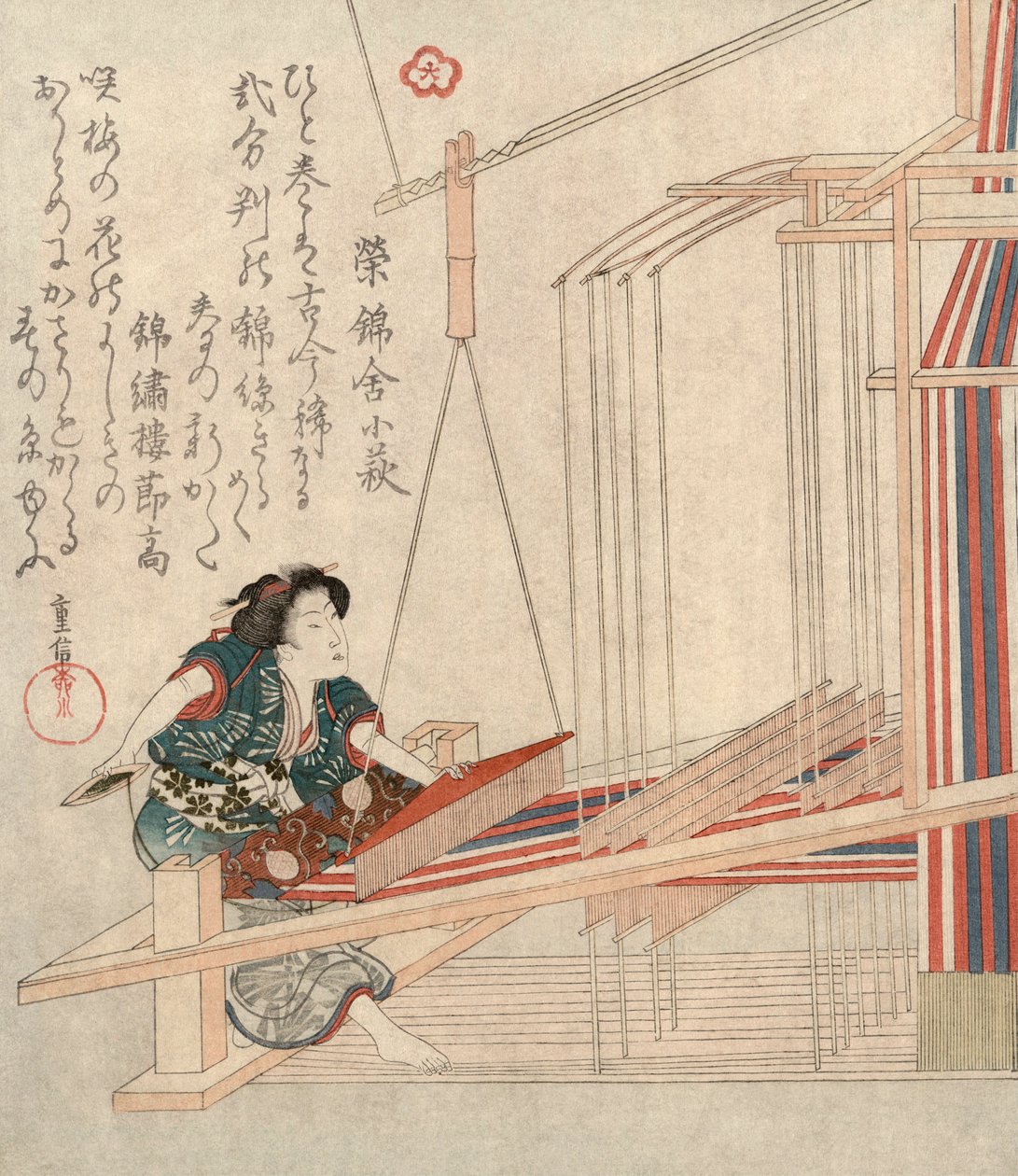 Hataori Weven, ca. 1829 door Yanagawa Shigenobu