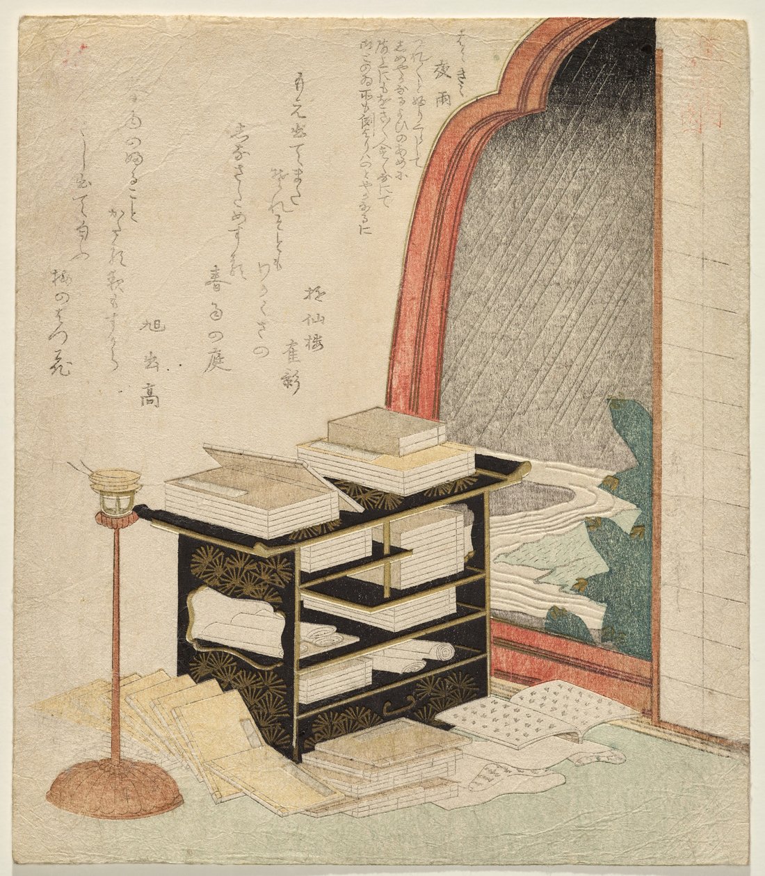 Nachtregen door Yashima Gakutei