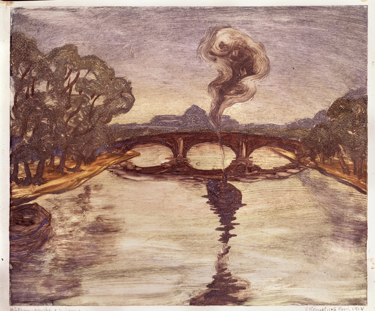 Een boot op de Seine, 1914 door Yelisaveta Sergeyevna Kruglikova