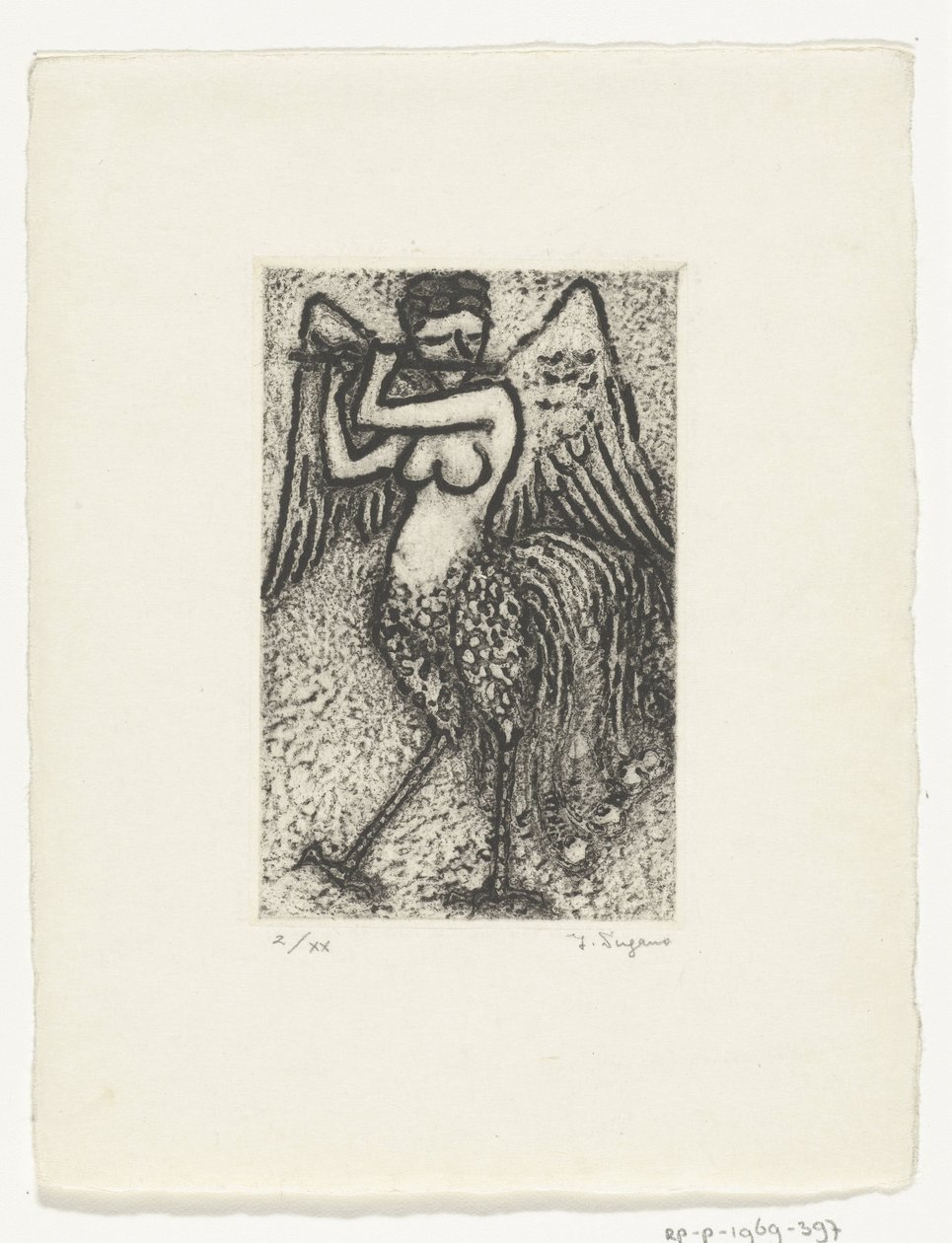 Fluitspelende sirene door Yo Sugano (signed by artist)
