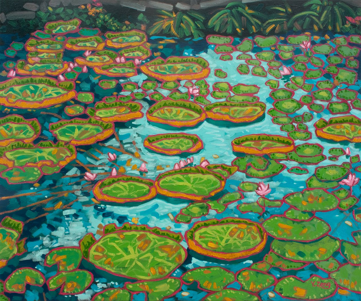 Waterlelie vijver blauw door Yue Zeng