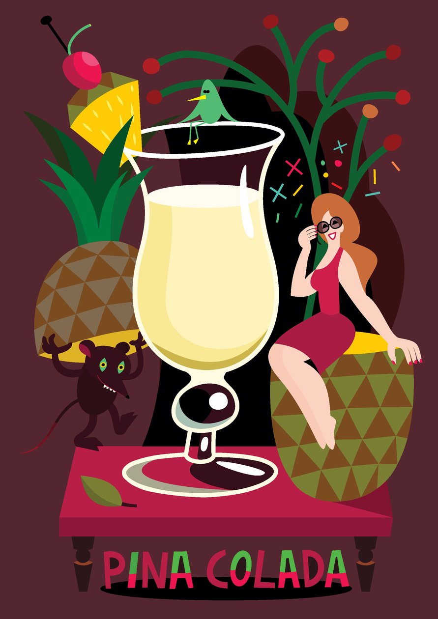 Pina Colada, 2017 (vectorillustratie) door Yulia Drobova