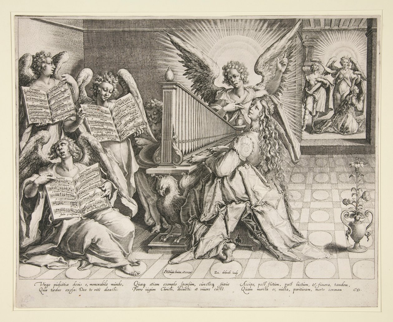 Sint Cecilia speelt het orgel door Zacharias Dolendo