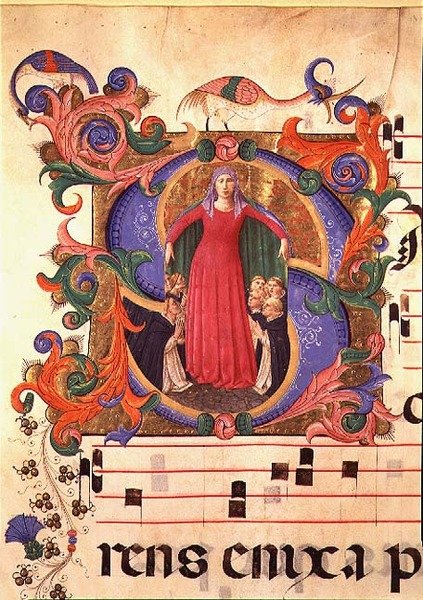 Missaal 515 f.169r Madonna Misericordia, 1448-49 door Zanobi di Benedetto Strozzi