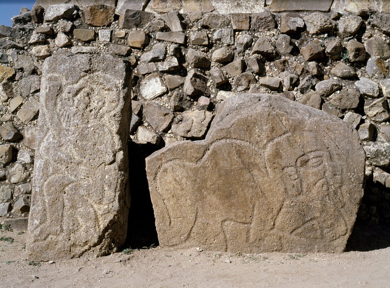 Uitzicht op stelea van danzantes door Zapotec Zapotec