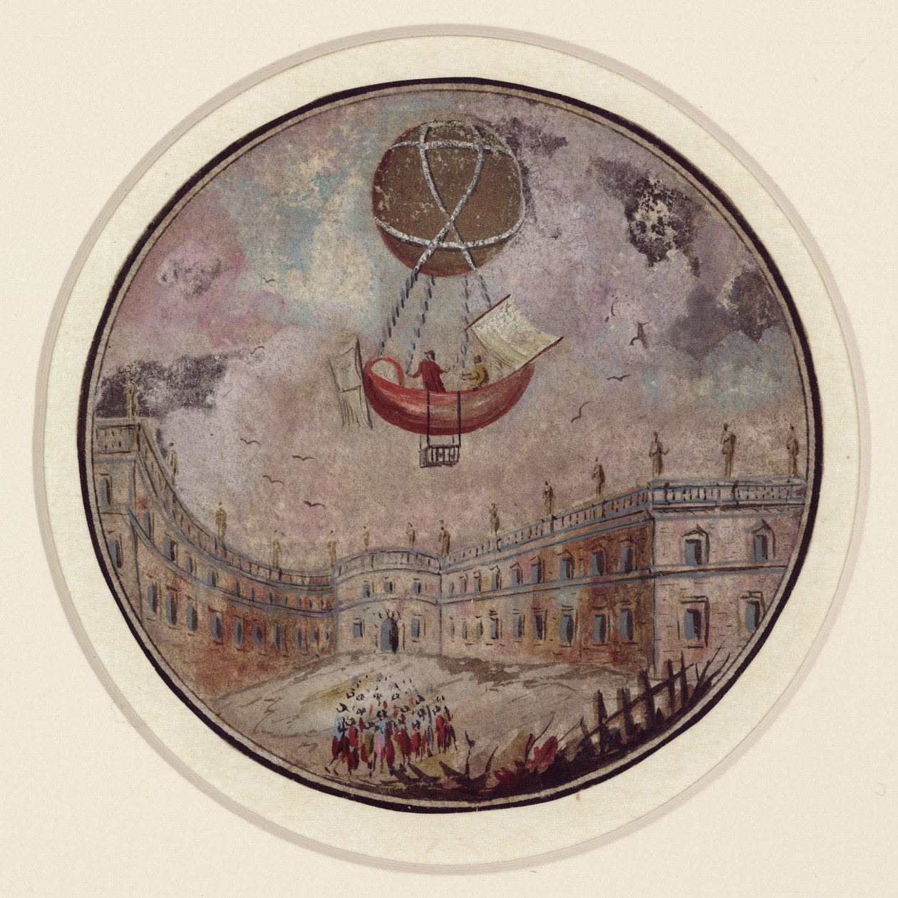 Een vroege ballonramp, ca. 1785 door Frederick (attr. to) Barnard