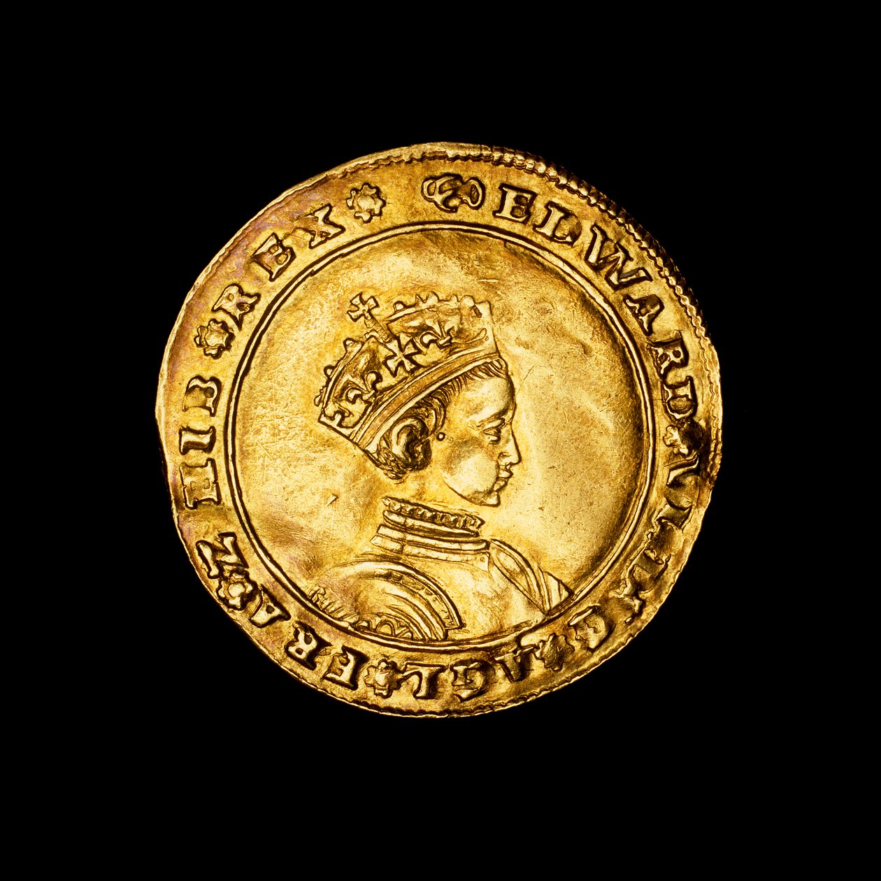 Engelse geslagen gouden halve soevereine munt door Hippolyte Lalaise Devéria