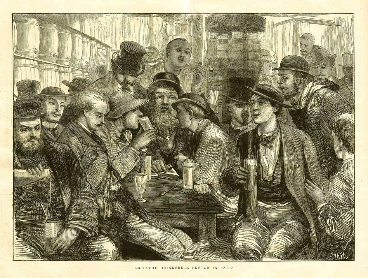 De absintdrinkers, Parijs 1872 door Frederick (attr. to) Barnard