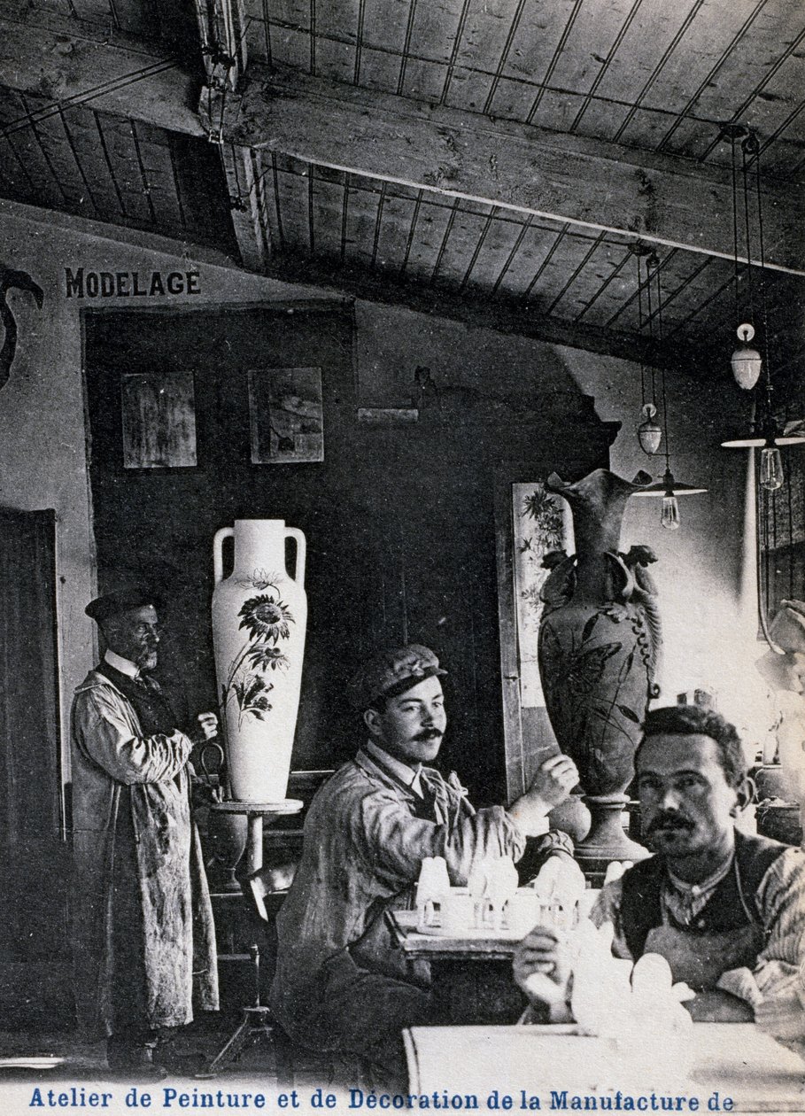 Fabricage van Delphin Massier kunstkeramiek in Vallauris door Georg Carl Heinrich Dollmann