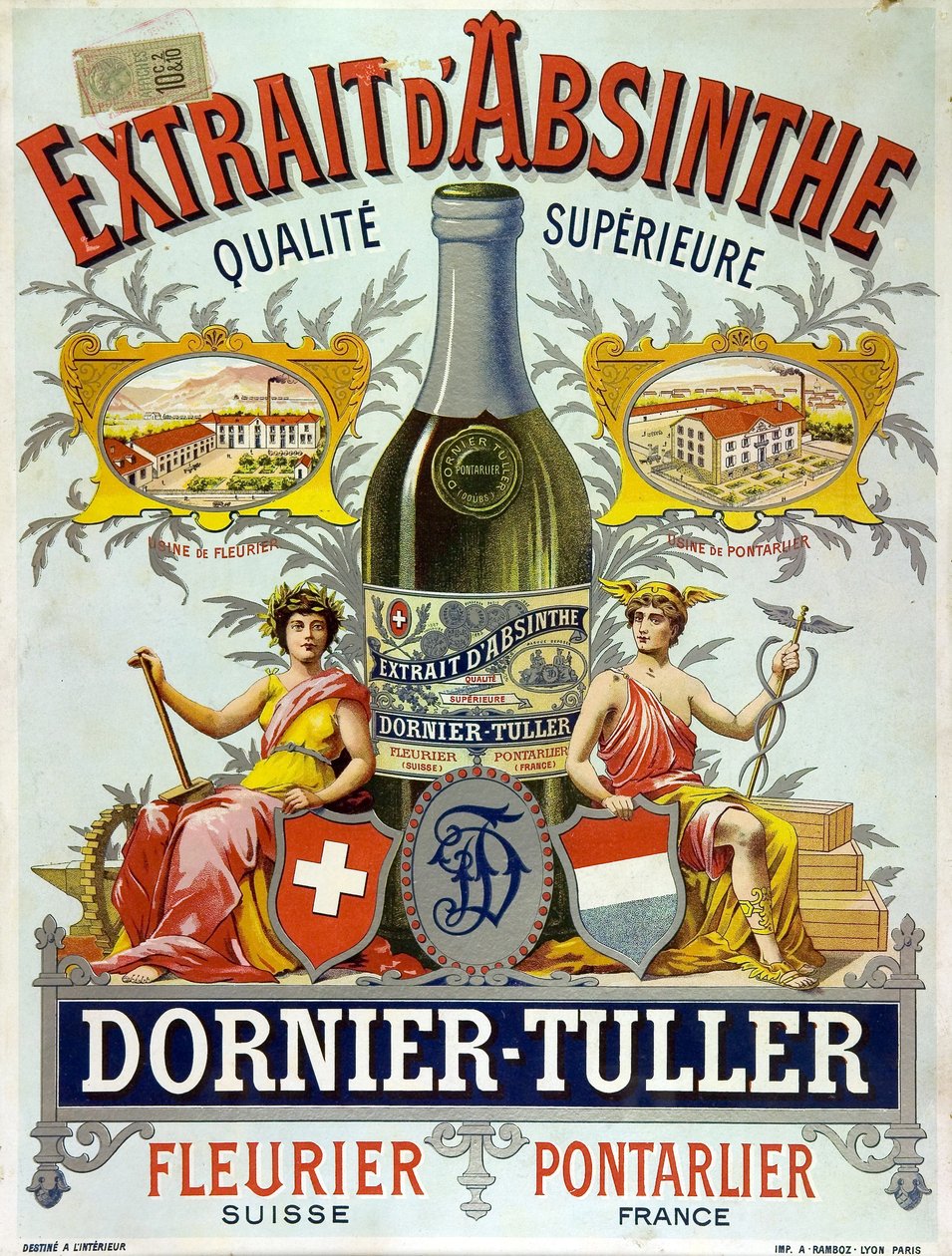 Reclame voor absint DOrnier Tuller, chromolithografie 1890 door Frederick (attr. to) Barnard