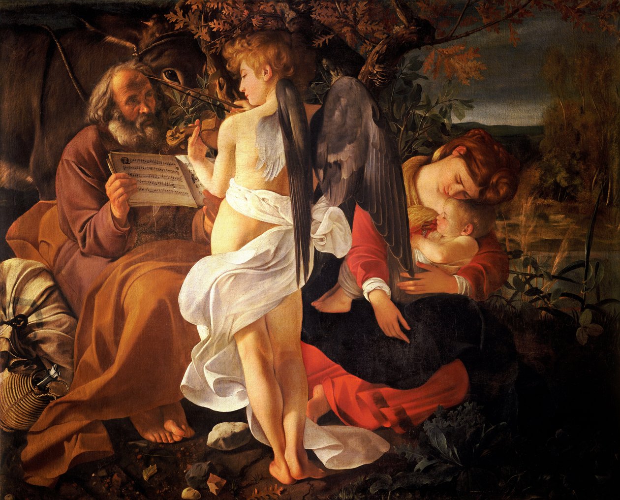 Rust tijdens de vlucht naar Egypte door Michelangelo Merisi da  Caravaggio