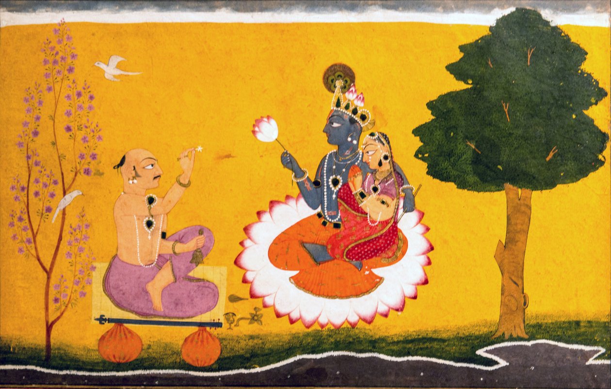 Jayadeva aanbidt Radha en Krishna door Manak