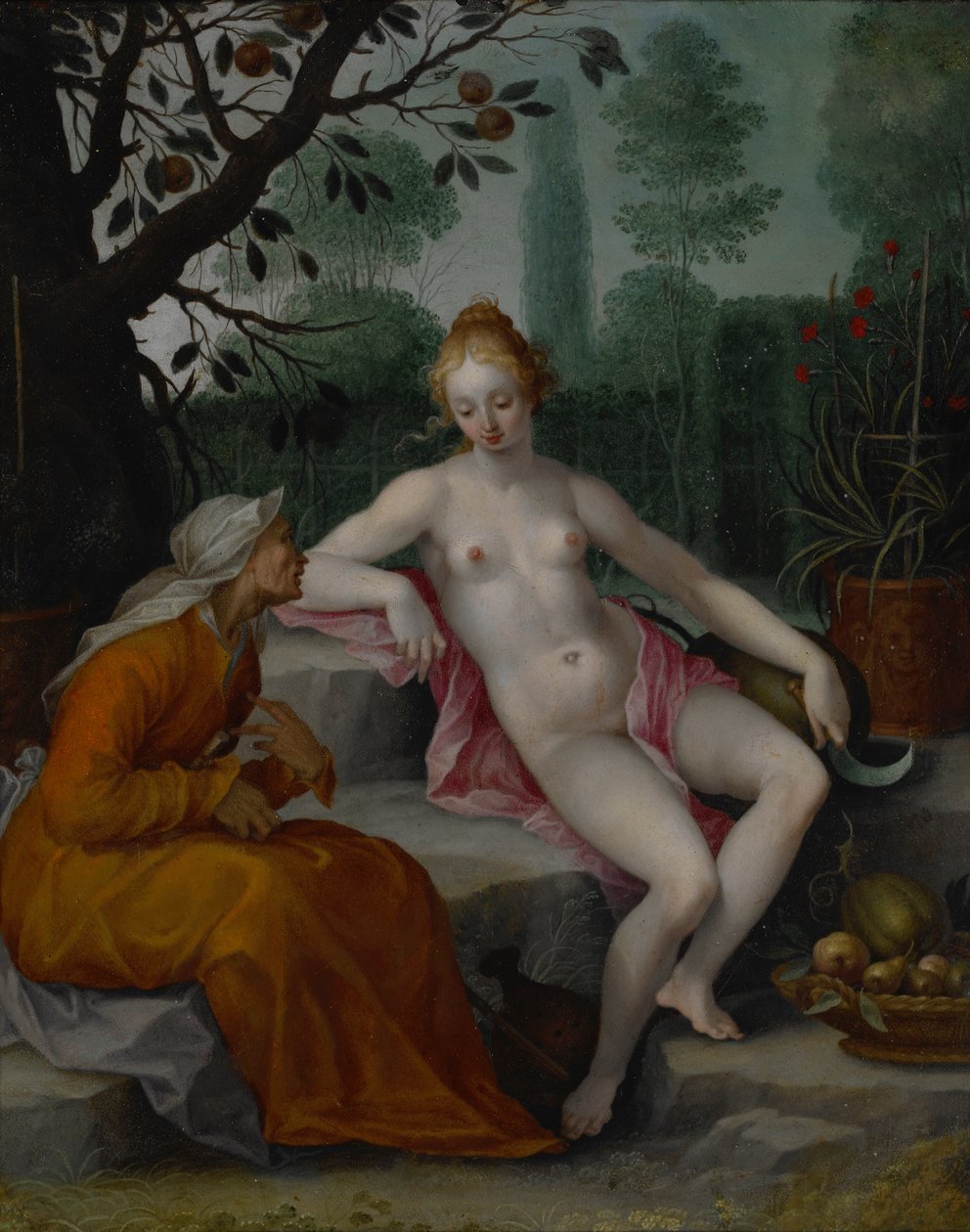 Vertumnus en Pomona door Abraham Bloemaert