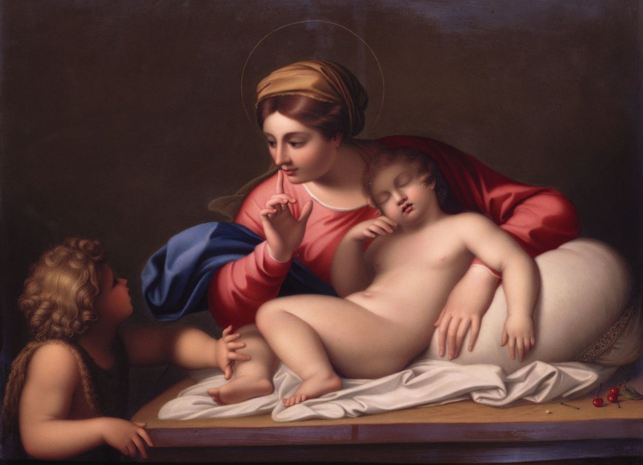De Madonna en slapend kind met Sint Jan de Doper door Annibale Carracci