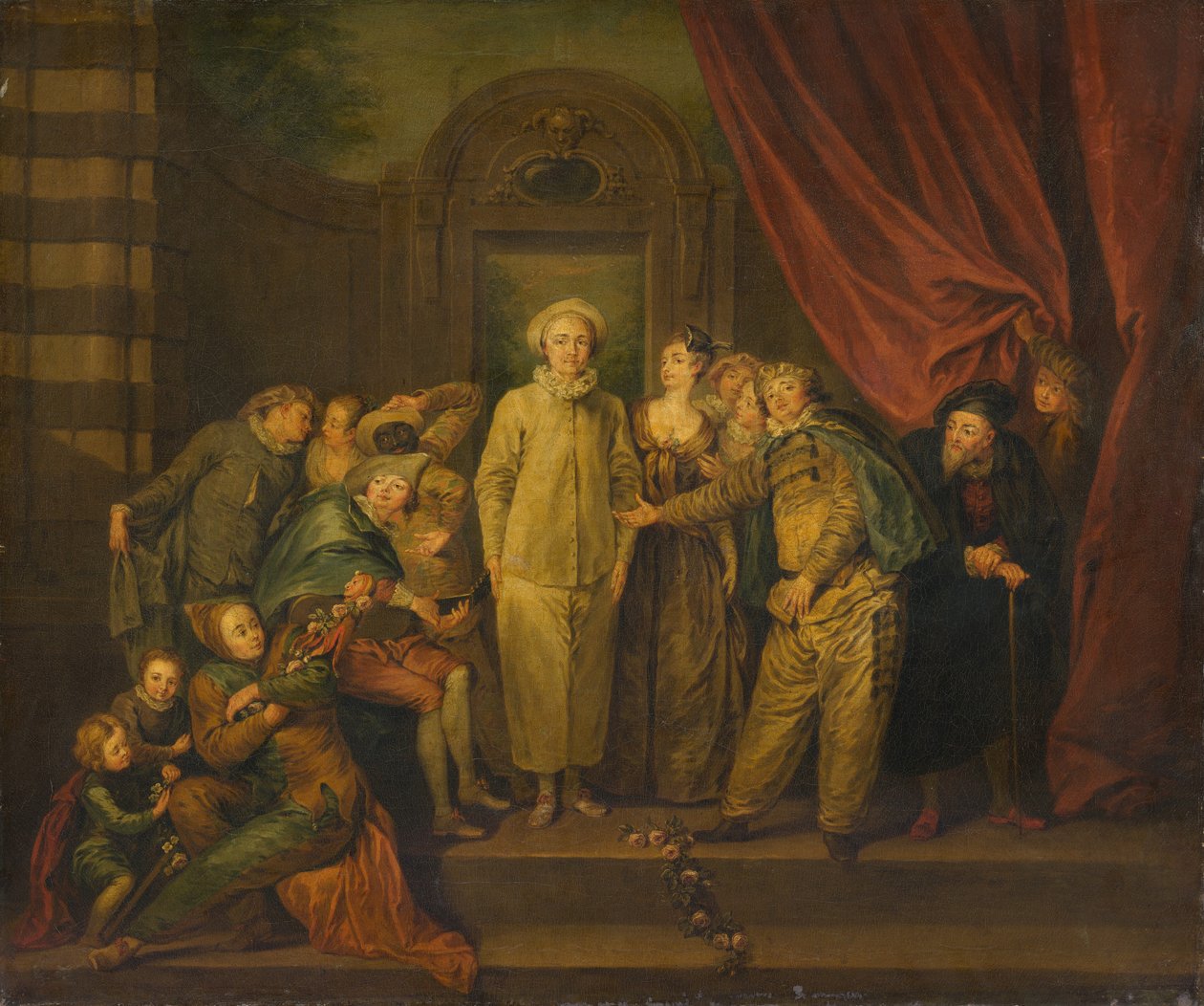 De Italiaanse Komieken (kopie) door after Antoine Watteau
