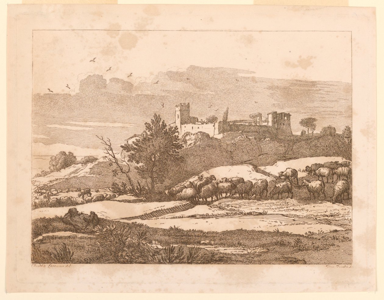 Landschap met een Kasteel door after Claude Lorrain