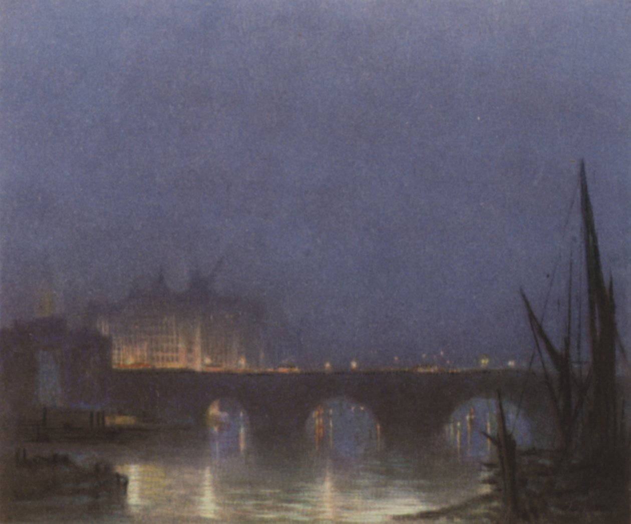 Een nocturne van London Bridge door after Donald Maxwell