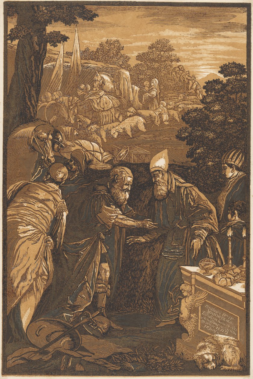 Melchizedek Zegent Abraham door after Francesco Bassano II John Baptist Jackson