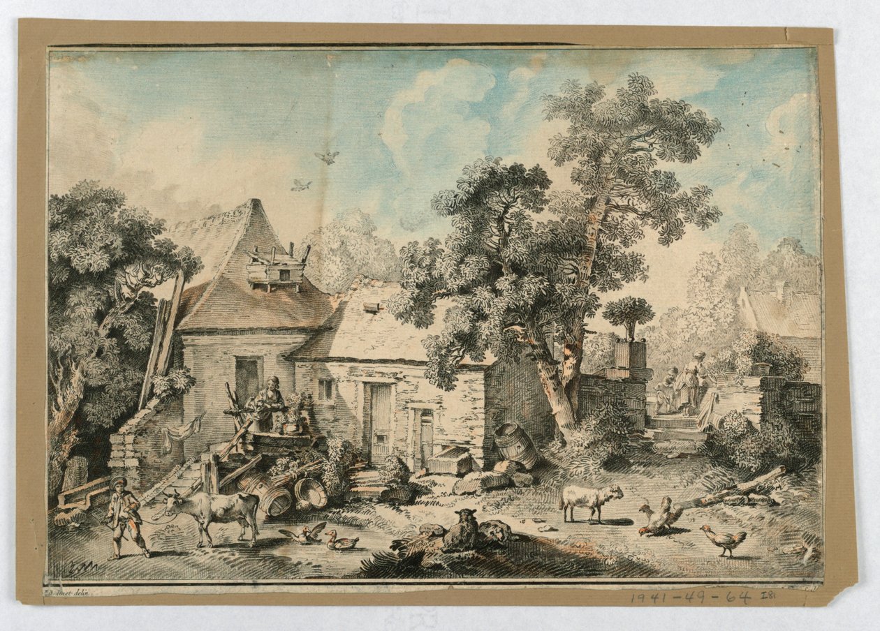 Zittende herder door after Francois Boucher