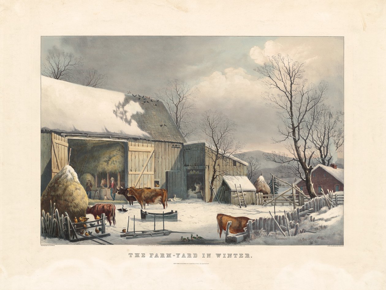 De Boerderij in de Winter door after George Henry Durrie