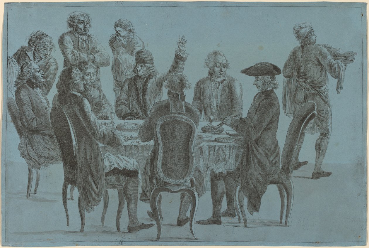 De maaltijd van de filosofen door after Jean Huber