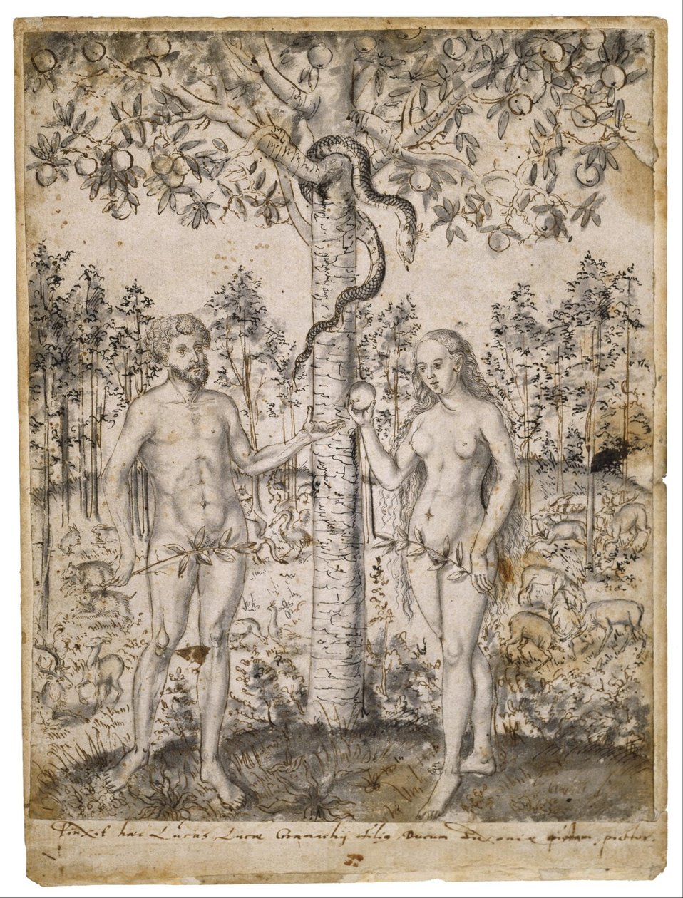 De zondeval van de mens door after Lucas Cranach the Younger