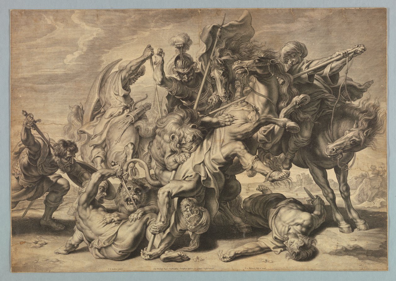 Grote leeuwenjacht door after Peter Paul Rubens