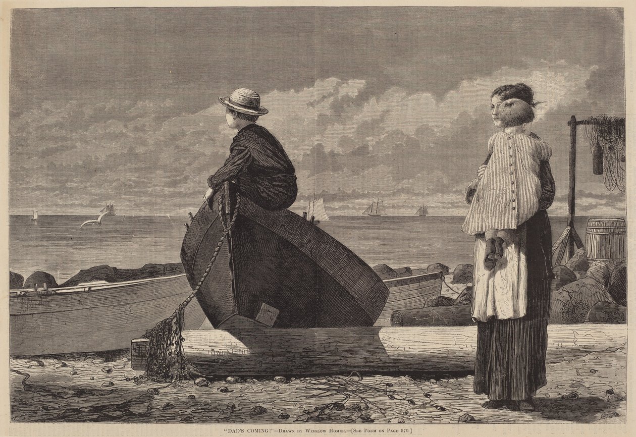 "Papa komt eraan!" door after Winslow Homer