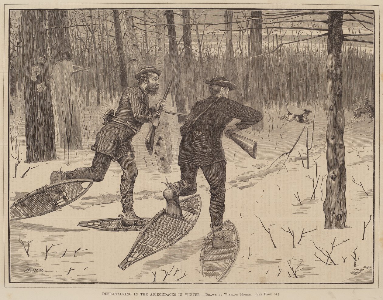 Hertenjacht in de Adirondacks in de Winter door after Winslow Homer