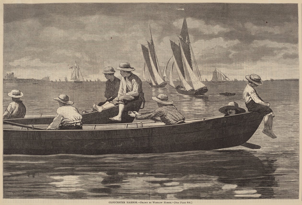 Haven van Gloucester door after Winslow Homer