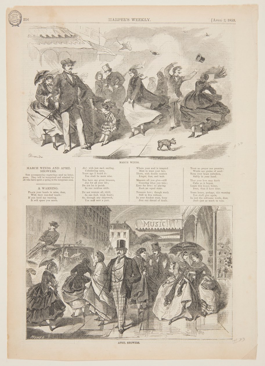 Maartse winden en aprilse buien door after Winslow Homer