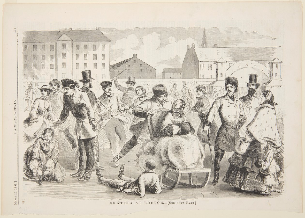 Schaatsen in Boston door after Winslow Homer