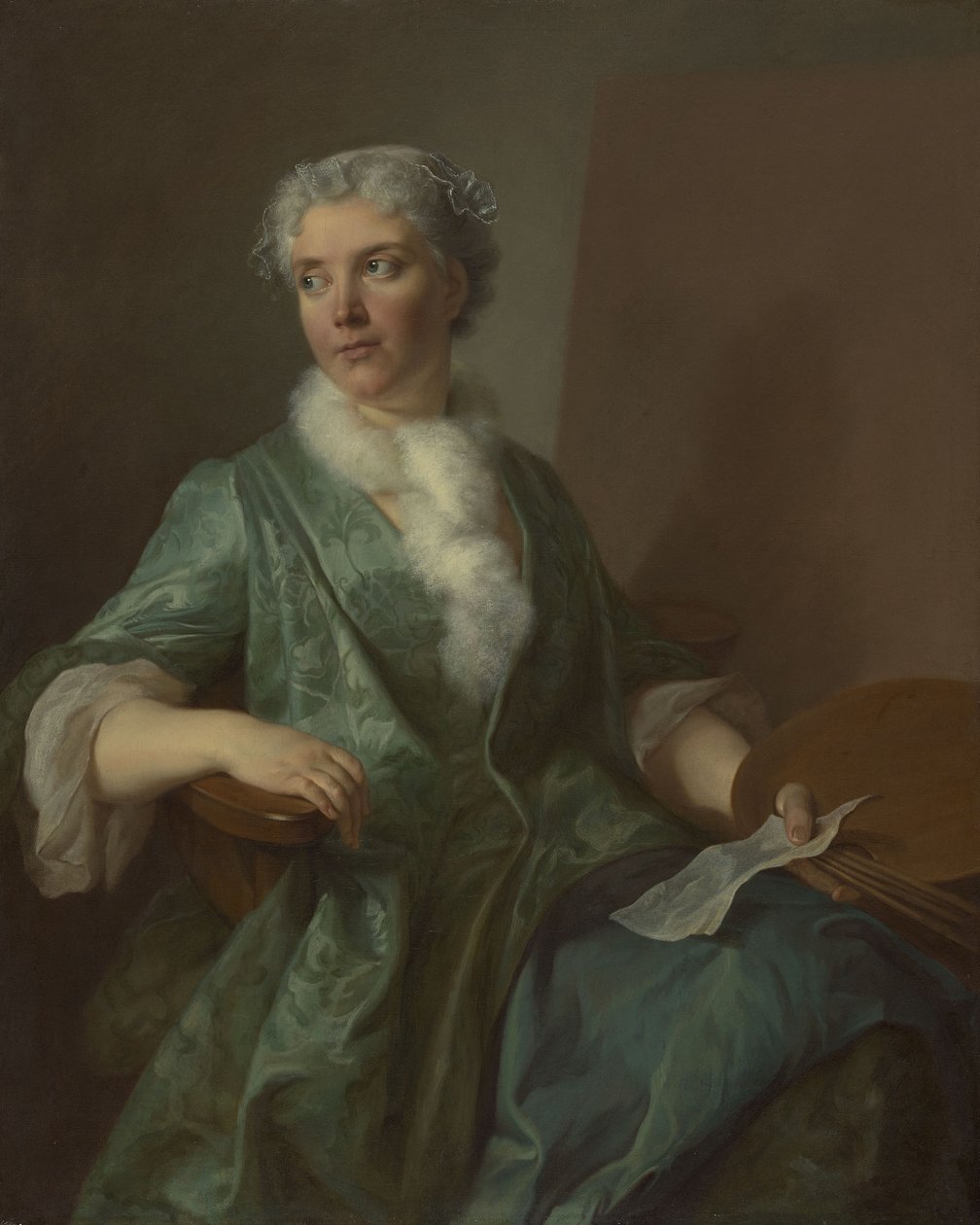Portret van een vrouwelijke kunstenaar door anonymous 