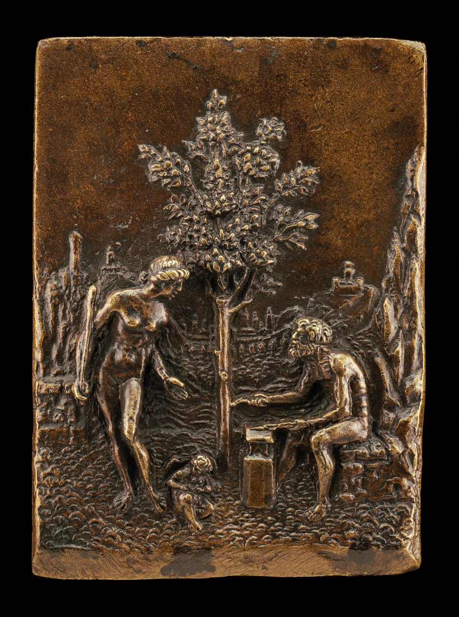 Venus, Cupido en Vulcanus door called Riccio Andrea Briosco