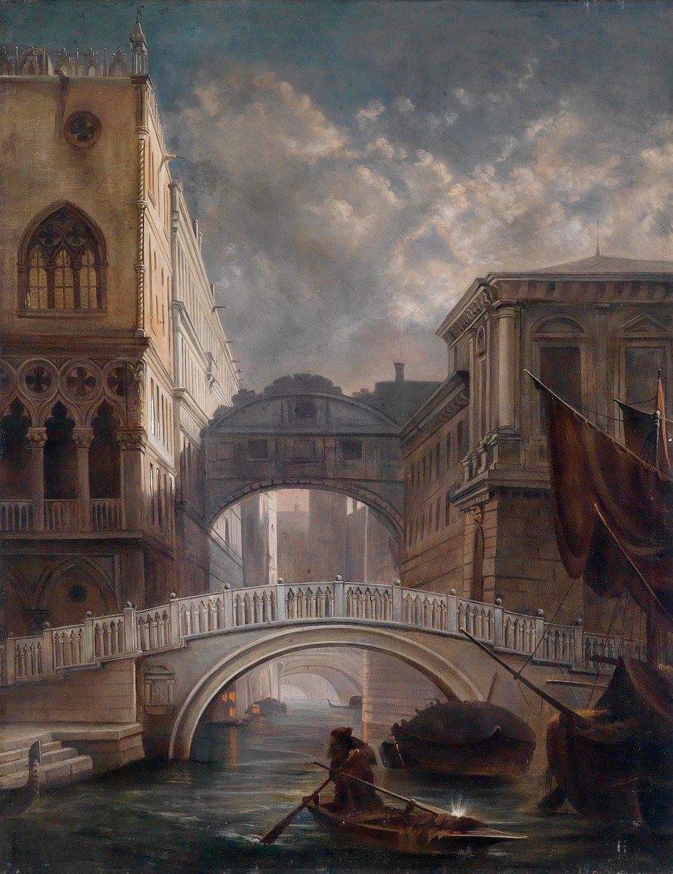 De Brug der Zuchten in Venetië bij maanlicht door circle of Friedrich Nerly
