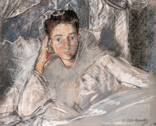 Mevrouw Loubens in bed door Édouard Manet