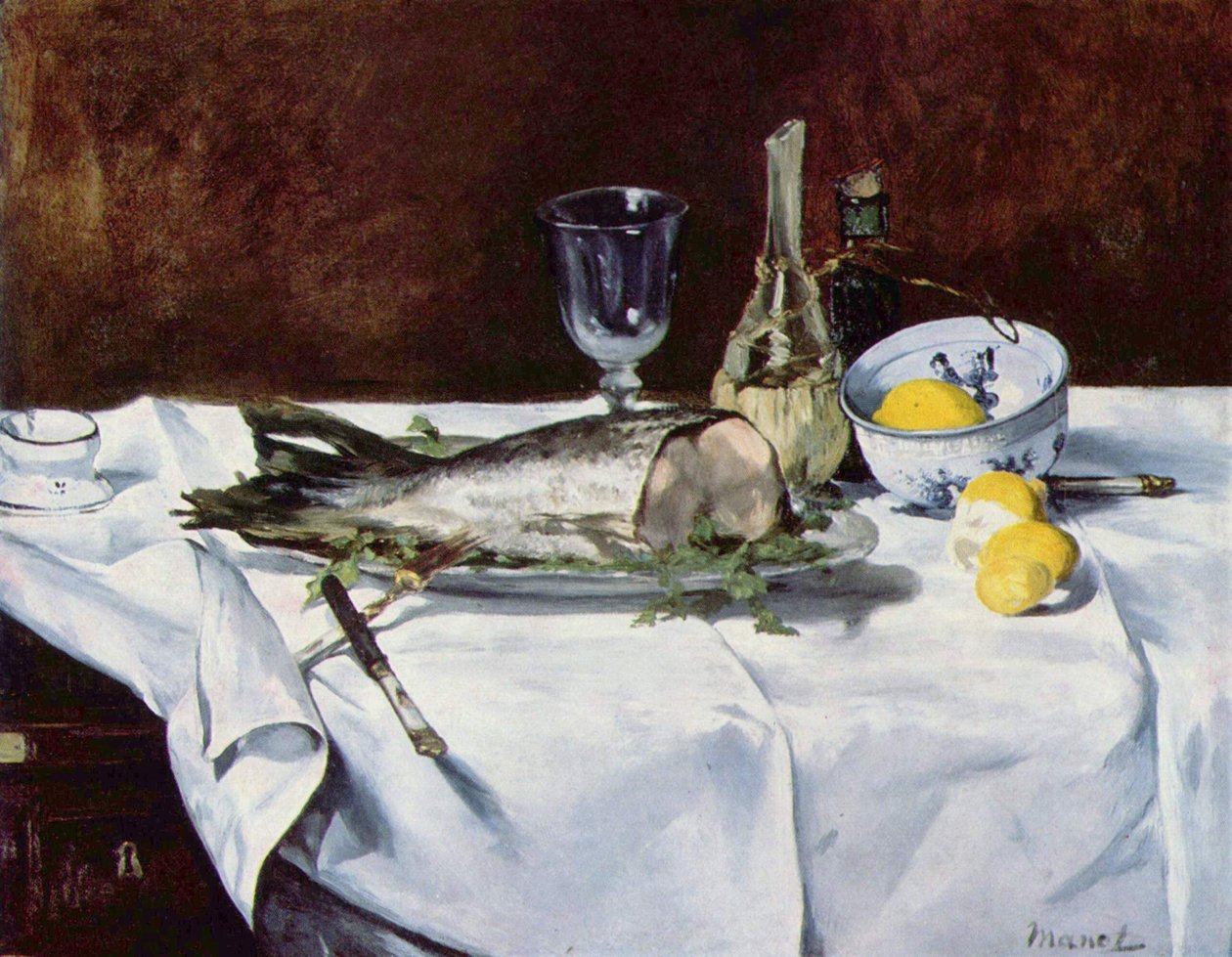 Stilleven met Zalm door Édouard Manet