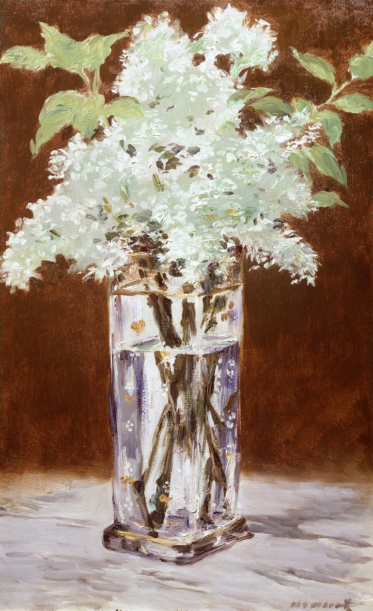 Witte Sering in een Kristallen Vaas, 1882 door Édouard Manet
