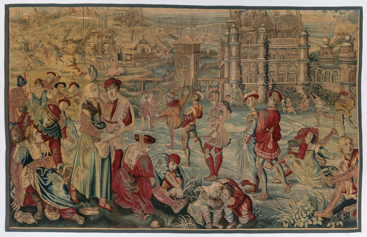 Winter: Schaatsscène door possibly by Gobelins Manufactory