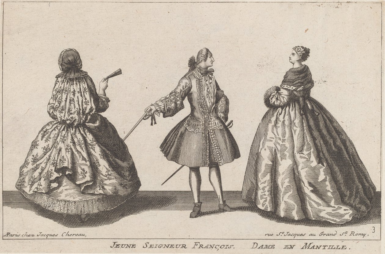 Jonge Heer Frans/Dame in Mantille door published by Jacques Chéreau