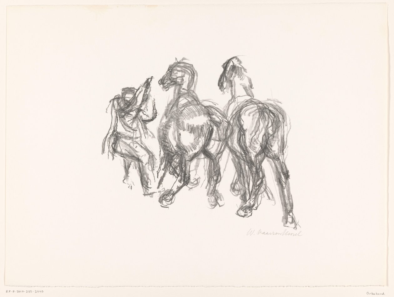 Man en paarden door unknown (signed by artist)