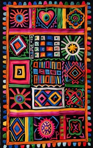 Kleurrijk traditioneel naïef tapijtpatroon voor canvasprints en muurkunstdecoratie Kleurrijk traditioneel naïef tapijtpatroon voor canvasprints en muurkunstdecoratie