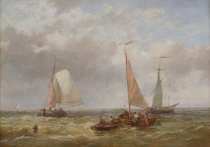 Vissersboten op zee