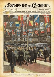 De koning van Italië op de jaarbeurs van Milaan