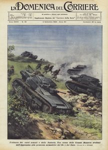 De aanval van tanks en infanterie
