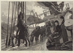 Zeil hijsen in de Atlantische Oceaan