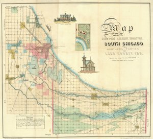 Kaart van Zuid-Chicago, 1871