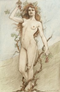 Vrouwelijk naakt met druiven